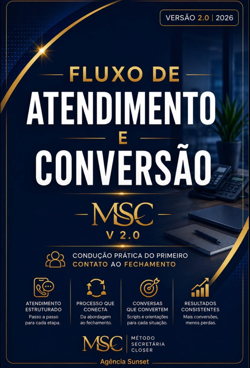 Capa do Fluxo de Atendimento e Conversão do Método Secretária Closer