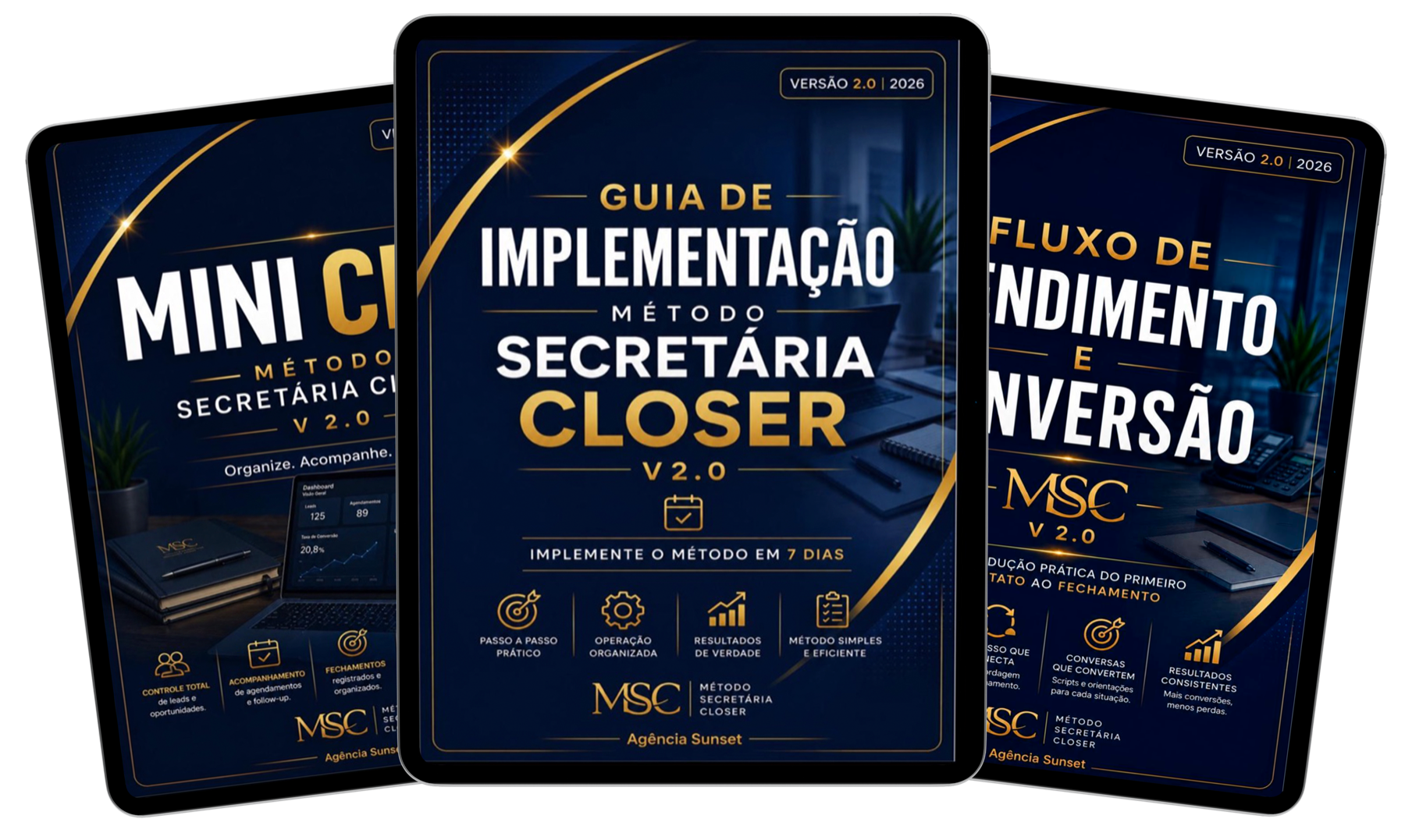 Mockup dos materiais do Método Secretária Closer 2.0